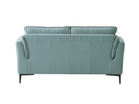 Mesut Loveseat, Light Blue Top Grain Leather & Black Finish Lv02388 Light Blue Leather