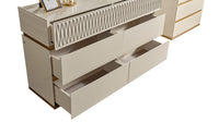 Delfano Modern Style 5 Pc Queen Bedroom Set Made With Wood In Beige Box Spring Not Required Queen Beige Wood 5 Piece Set Bedroom Bed Included,Chest Included,Dresser Included,Mirror Included,Nightstand Included Contemporary,Modern Solid Wood Mdf Velvet