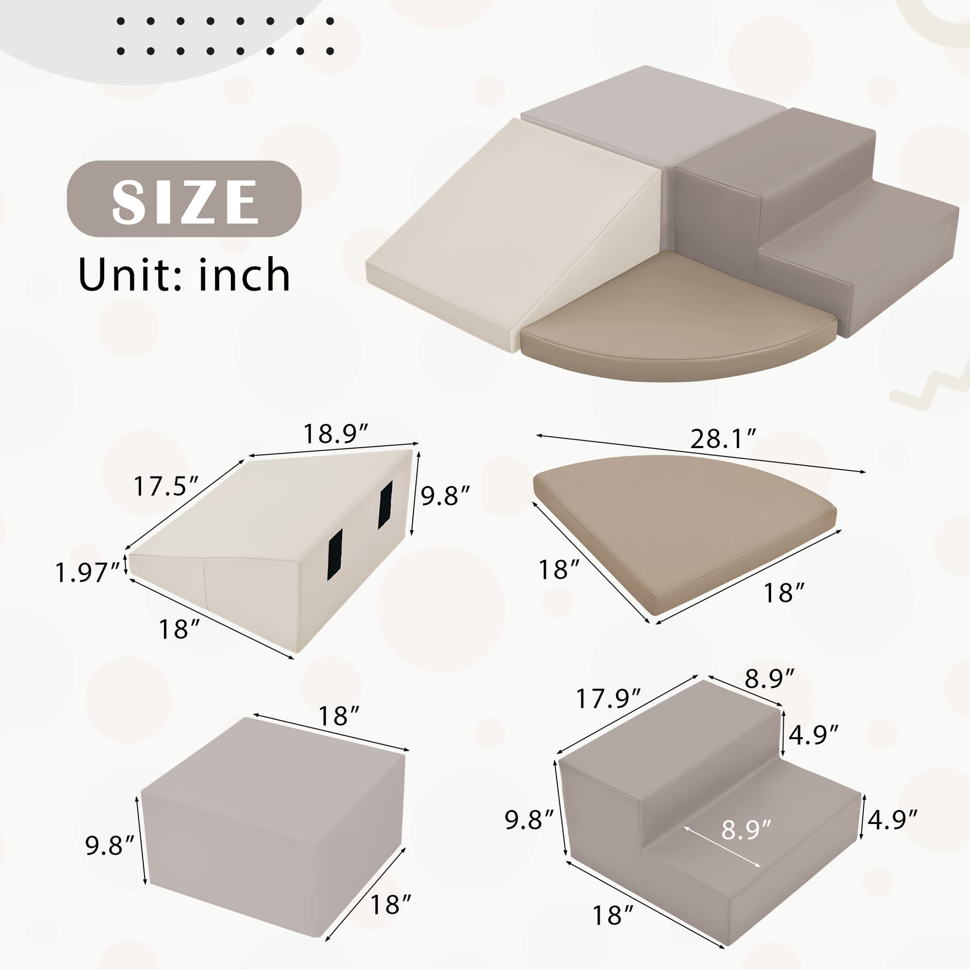 Soft Climb And Crawl Foam Playset, Safe Soft Foam Nugget Block For Infants, Preschools, Toddlers, Kids Crawling And Climbing Indoor Active Play Structure Beige Foam