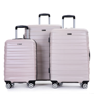 3 Piece Luggage Sets Pc Lightweight & Durable Expandable Suitcase With Two Hooks, Double Spinner Wheels, Tsa Lock, 21 25 29 Sand Sand Pc