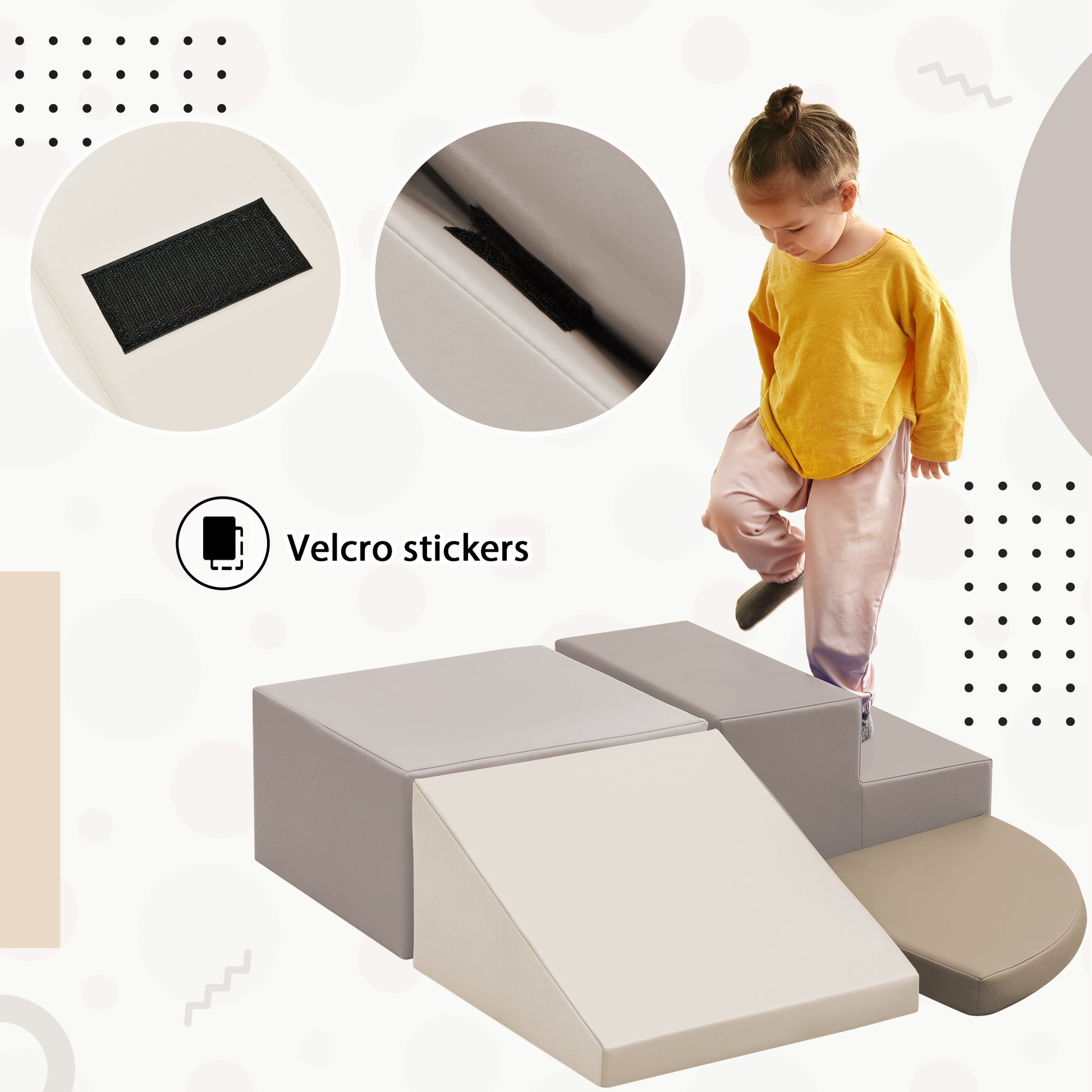 Soft Climb And Crawl Foam Playset, Safe Soft Foam Nugget Block For Infants, Preschools, Toddlers, Kids Crawling And Climbing Indoor Active Play Structure Beige Foam