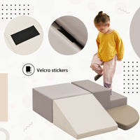 Soft Climb And Crawl Foam Playset, Safe Soft Foam Nugget Block For Infants, Preschools, Toddlers, Kids Crawling And Climbing Indoor Active Play Structure Beige Foam
