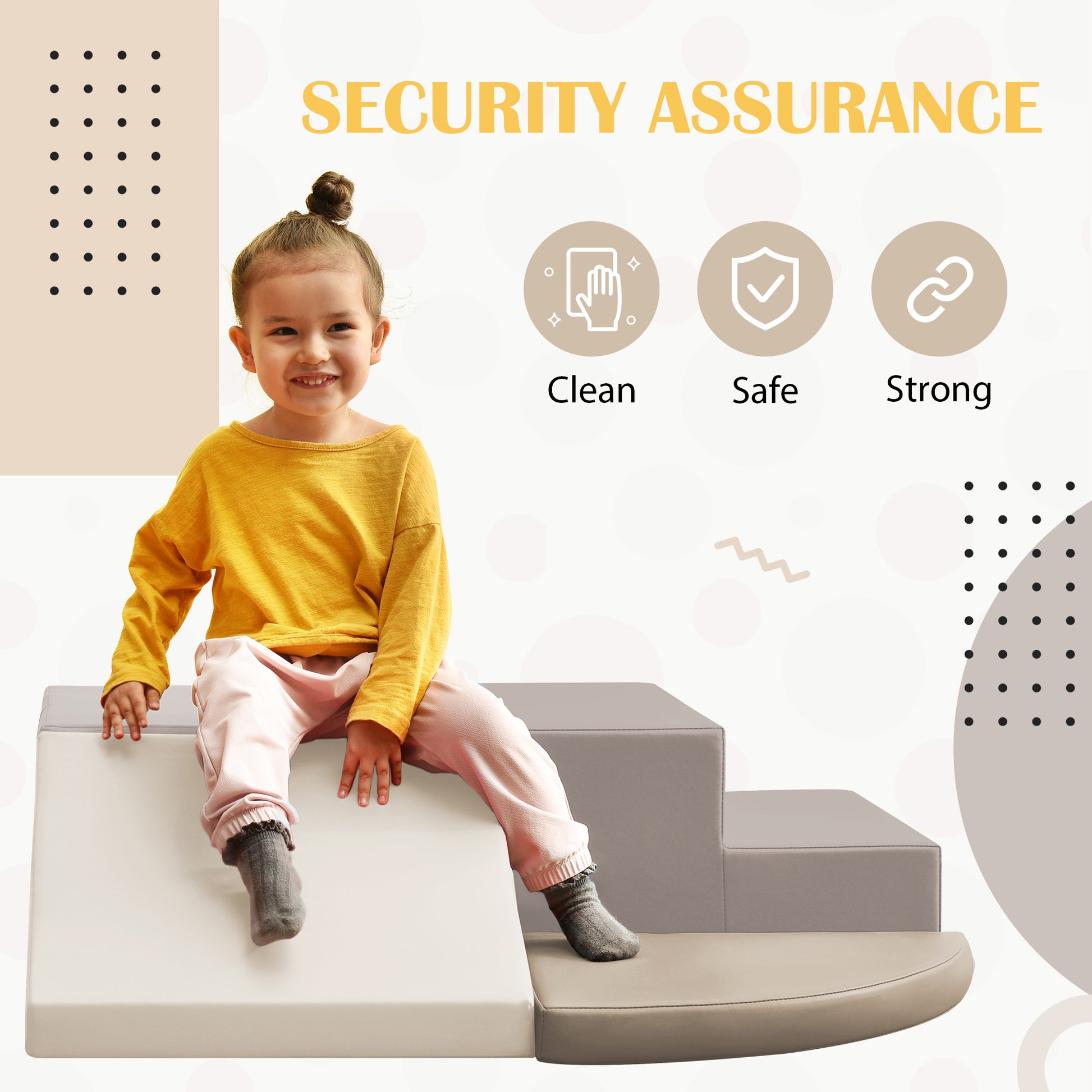 Soft Climb And Crawl Foam Playset, Safe Soft Foam Nugget Block For Infants, Preschools, Toddlers, Kids Crawling And Climbing Indoor Active Play Structure Beige Foam
