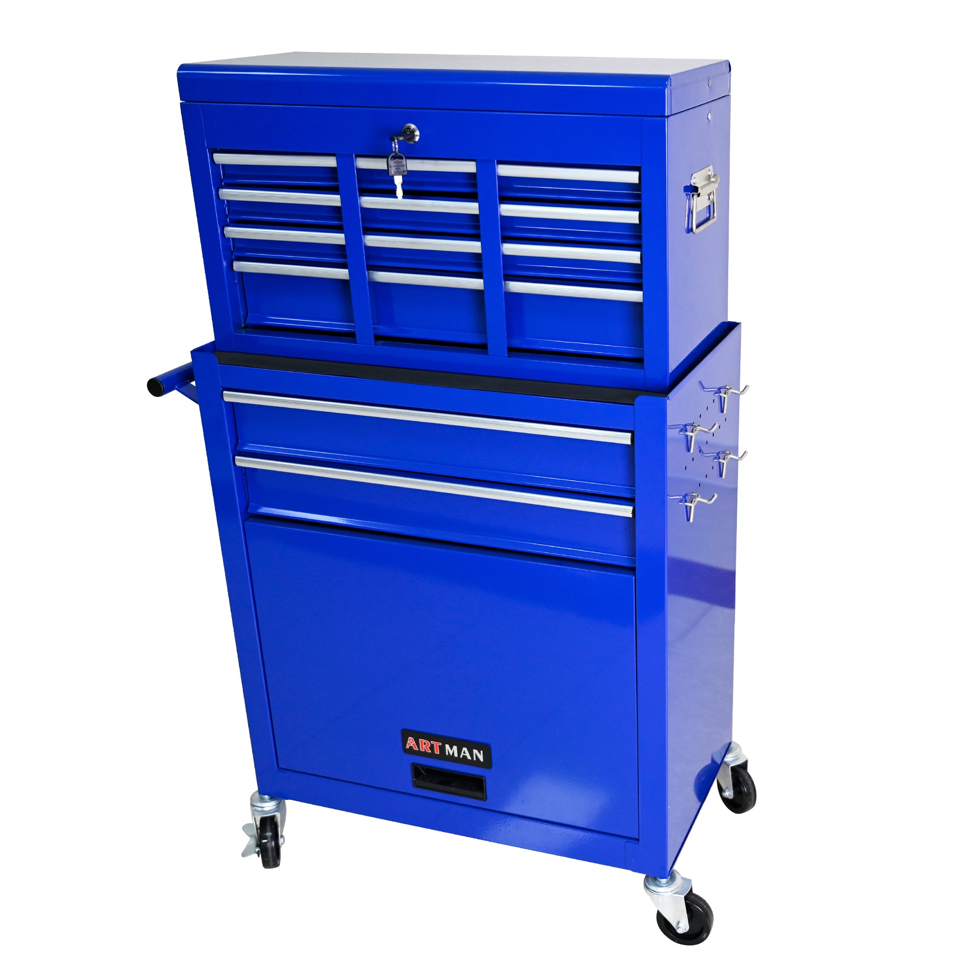 High Capacity Rolling Tool Chest With Wheels And Drawers, 8 Drawer Tool Storage Cabinet Blue Navy Blue Steel
