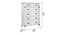 Loretta Modern Style 5 Drawer Chest Made With Wood In Antique White Antique White Bedroom Modern Solid Wood Mdf Wood