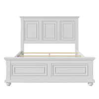 Traditional Town And Country Style Pinewood Vintage Queen Bed, White Queen White Pine