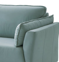 Mesut Loveseat, Light Blue Top Grain Leather & Black Finish Lv02388 Light Blue Leather