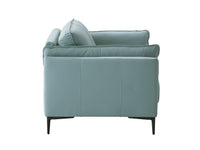 Mesut Loveseat, Light Blue Top Grain Leather & Black Finish Lv02388 Light Blue Leather