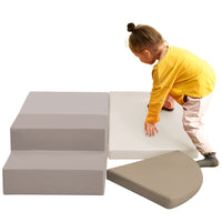 Soft Climb And Crawl Foam Playset, Safe Soft Foam Nugget Block For Infants, Preschools, Toddlers, Kids Crawling And Climbing Indoor Active Play Structure Beige Foam