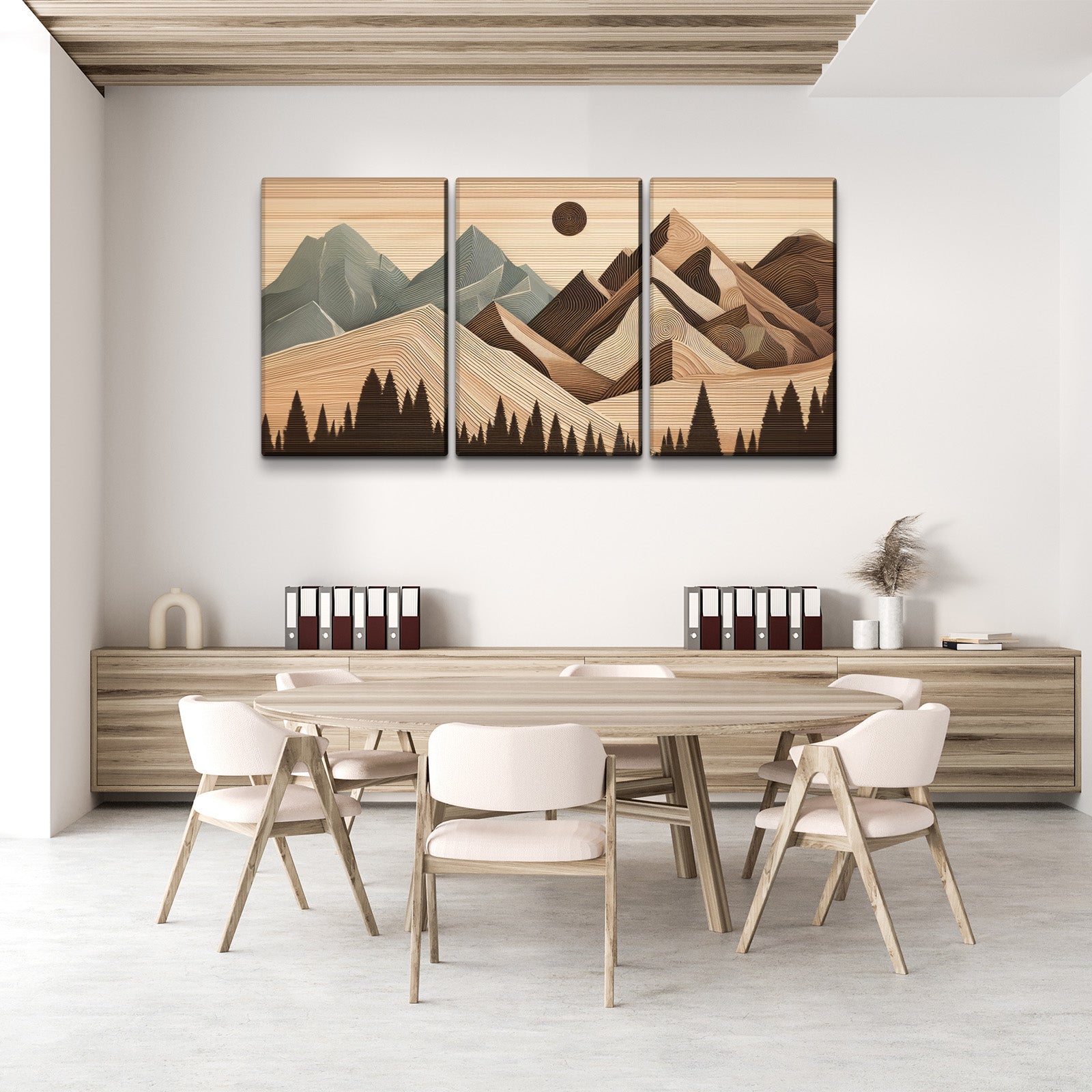 3 Panels Framed Abstract Wood Grain Style Mountain & Forest Canvas Wall Art Decor,3 Pieces Canvas Decoration Painting For Office,Dining Room,Living Room, Bedroom Decor 1218In Thickness 1.5Inch Rectangle Framed Multicolor Oversized 41In Canvas Nature