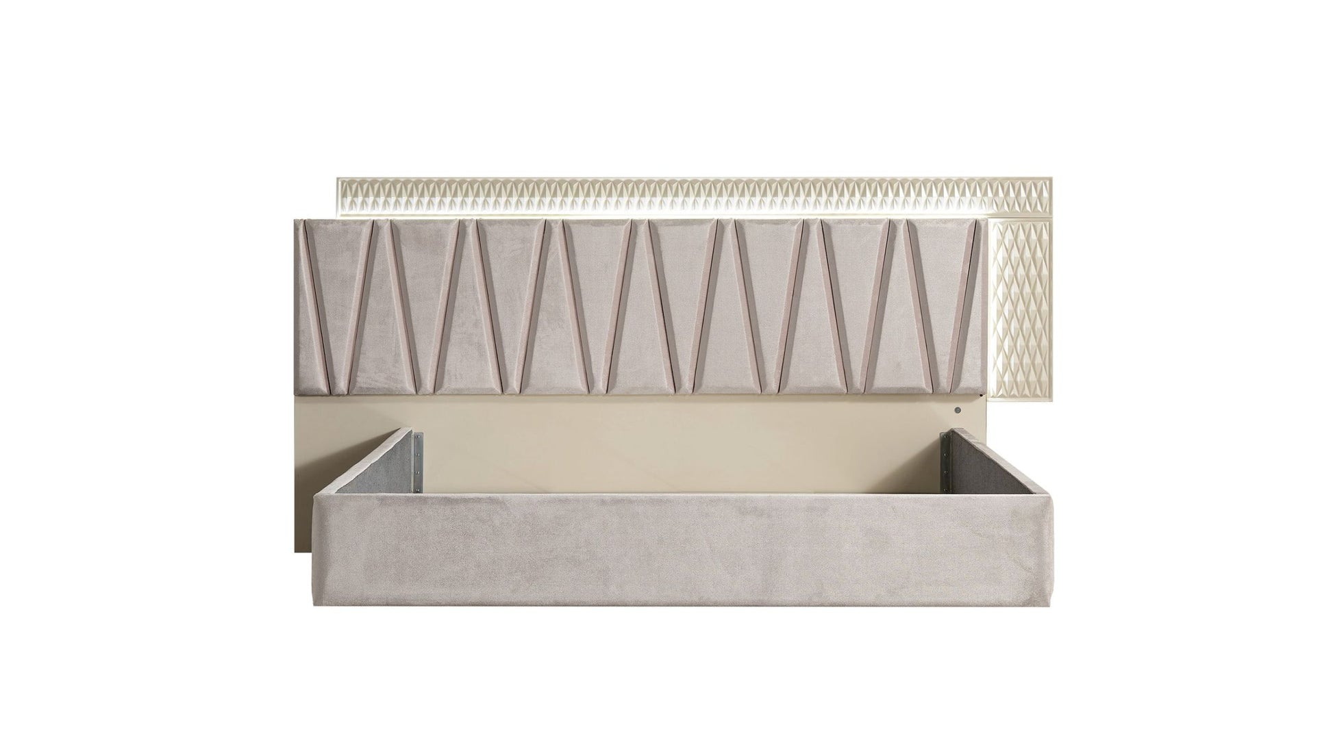 Delfano Modern Style 5 Pc King Bedroom Set Made With Wood In Beige Box Spring Not Required King Beige Wood 5 Piece Set Bedroom Bed Included,Chest Included,Dresser Included,Mirror Included,Nightstand Included Contemporary,Modern Solid Wood Mdf Built In