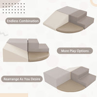 Soft Climb And Crawl Foam Playset, Safe Soft Foam Nugget Block For Infants, Preschools, Toddlers, Kids Crawling And Climbing Indoor Active Play Structure Beige Foam