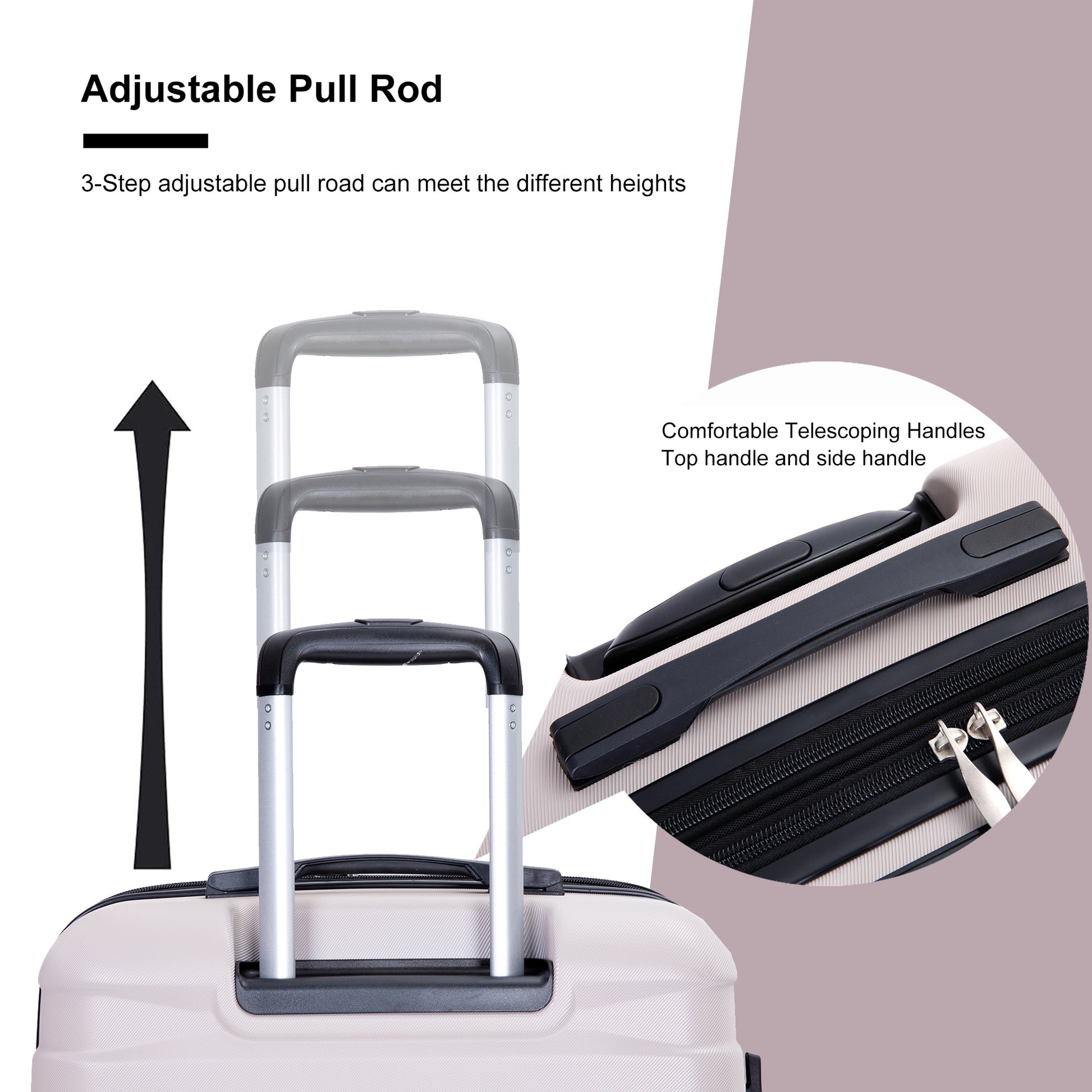 Luggage Set Of 5 Pieces, Expandable Hard Pc Luggage Set With Tsa Lock For Rotating Wheels, Lightweight Rolling Luggage For Men And Women Sand. Sand Pc