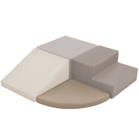 Soft Climb And Crawl Foam Playset, Safe Soft Foam Nugget Block For Infants, Preschools, Toddlers, Kids Crawling And Climbing Indoor Active Play Structure Beige Foam