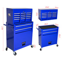 High Capacity Rolling Tool Chest With Wheels And Drawers, 8 Drawer Tool Storage Cabinet Blue Navy Blue Steel