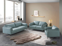 Mesut Loveseat, Light Blue Top Grain Leather & Black Finish Lv02388 Light Blue Leather