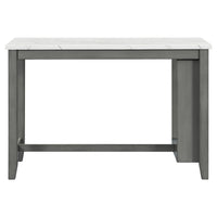 3 Piece Counter Height Dining Table Set With Built In Storage Shelves, One Faux Marble Top Dining Table And 2 Counter Chairs With Footrest,Grey Grey Mdf