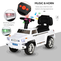 Kids Ride On Push Car, Suv Style Sliding Walking Car For Toddle With Horn, Music, Working Lights, Hidden Storage And Anti Dumping System, White White Metal