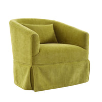 360 Degree Swivel Accent Armchair Linen Blend Fruit Green Olive Green Upholstered