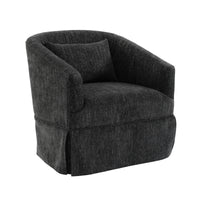 360 Degree Swivel Accent Armchair Linen Blend Black Black Upholstered