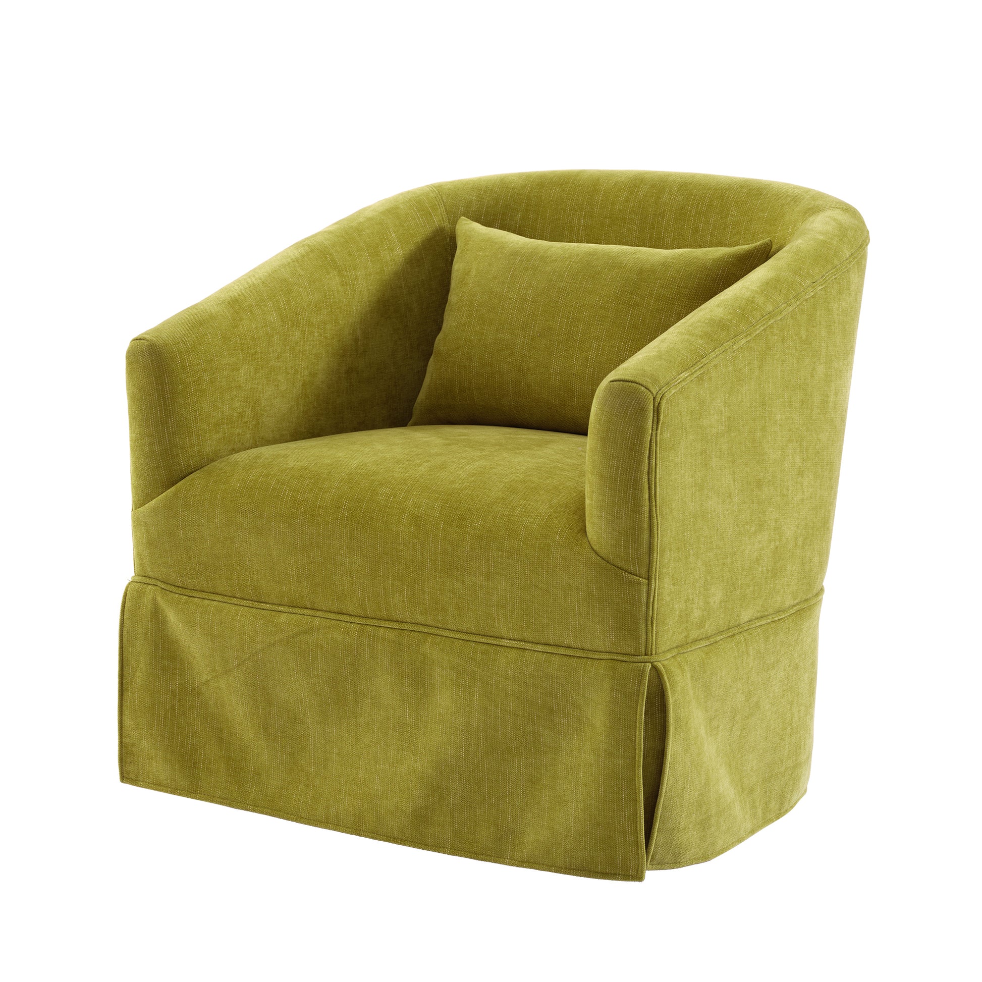 360 Degree Swivel Accent Armchair Linen Blend Fruit Green Olive Green Upholstered