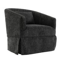 360 Degree Swivel Accent Armchair Linen Blend Black Black Upholstered