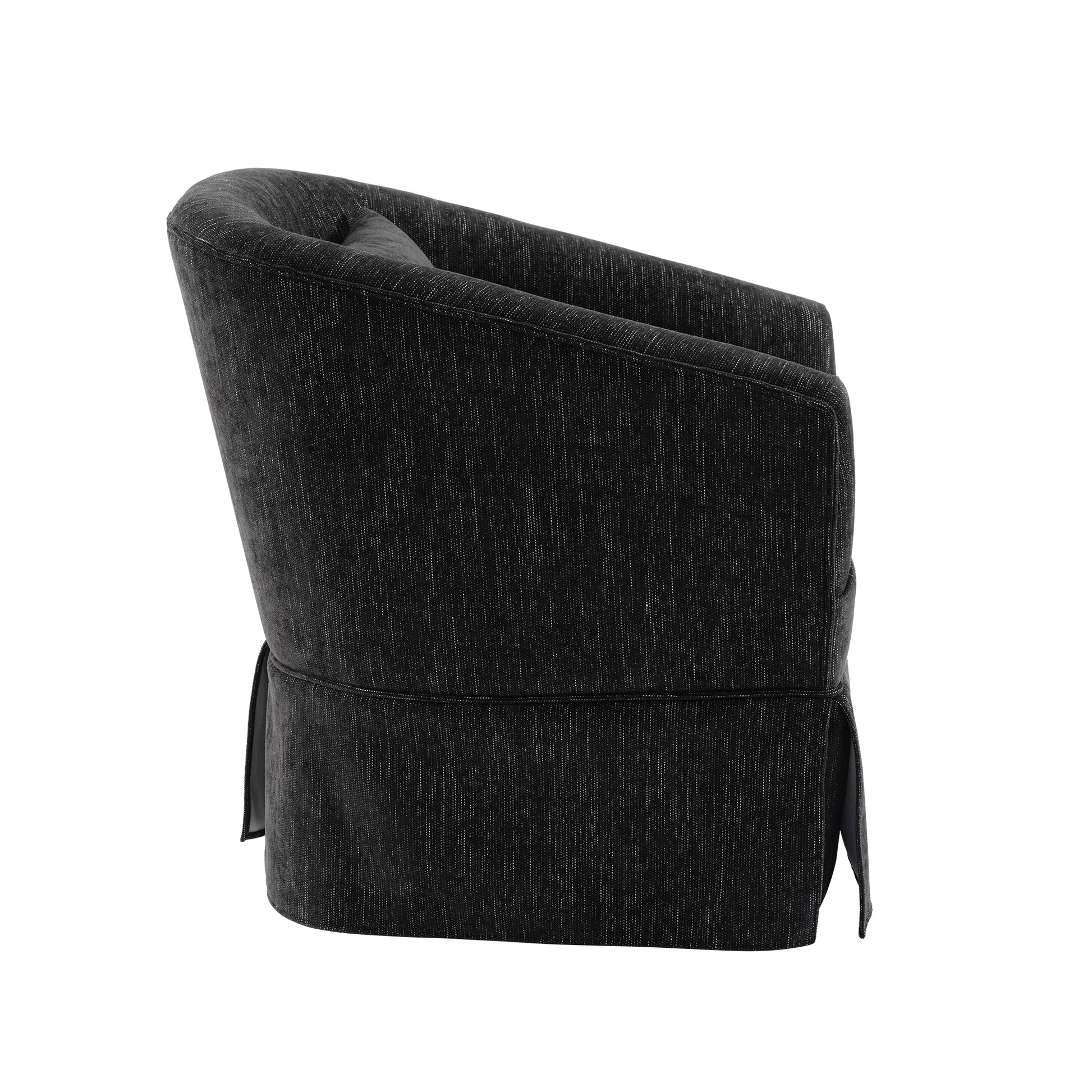 360 Degree Swivel Accent Armchair Linen Blend Black Black Upholstered