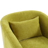 360 Degree Swivel Accent Armchair Linen Blend Fruit Green Olive Green Upholstered