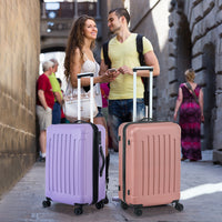 Luggage Sets Abs Pc Hardshell 3Pcs Clearance Luggage Hardside Lightweight Durable Suitcase Sets Spinner Wheels Suitcase With Tsa Lock 20 24 28 ,Rosegold Rose Gold Abs Pc