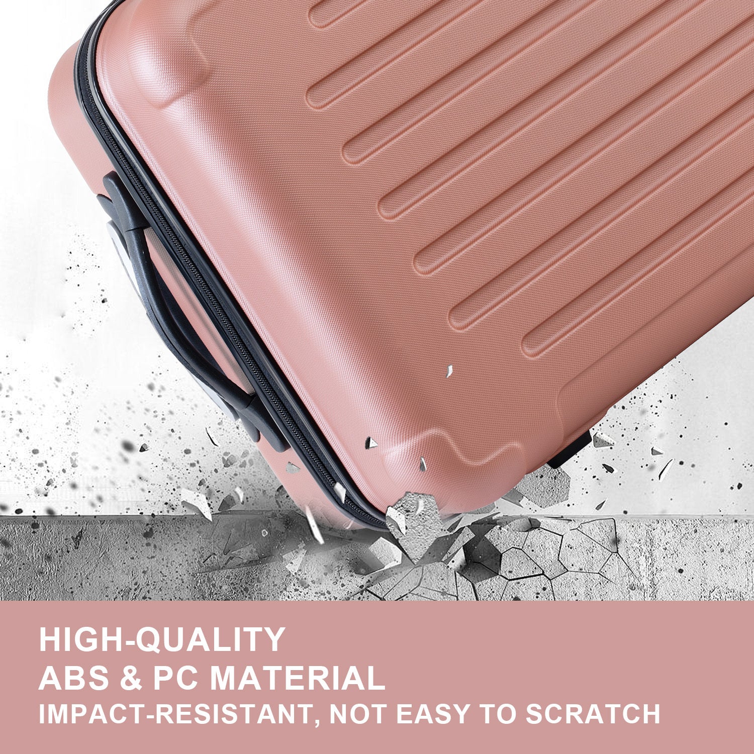 Luggage Sets Abs Pc Hardshell 3Pcs Clearance Luggage Hardside Lightweight Durable Suitcase Sets Spinner Wheels Suitcase With Tsa Lock 20 24 28 ,Rosegold Rose Gold Abs Pc