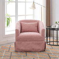 360 Degree Swivel Accent Armchair Linen Blend Pink Pink Upholstered