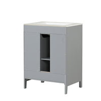 24" Bathroom Vanity With Sink, Bathroom Vanity Cabinet With Two Drawers And Door, Adjustable Shelf, Solid Wood And Mdf, Grey Grey Solid Wood Mdf