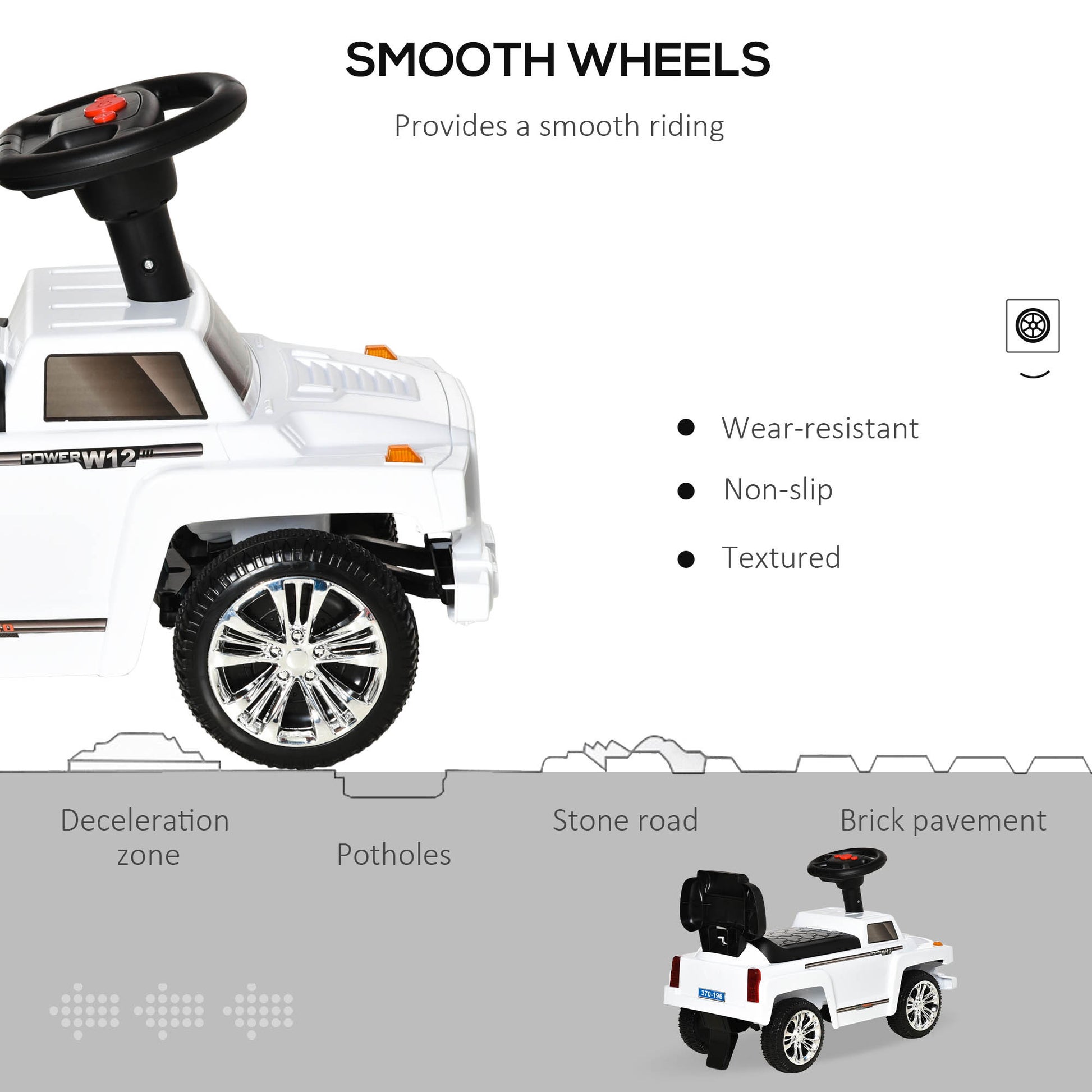 Kids Ride On Push Car, Suv Style Sliding Walking Car For Toddle With Horn, Music, Working Lights, Hidden Storage And Anti Dumping System, White White Metal
