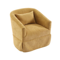 360 Degree Swivel Accent Armchair Linen Blend Musted Yellow Mustard Yellow Upholstered