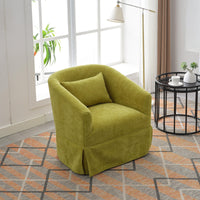 360 Degree Swivel Accent Armchair Linen Blend Fruit Green Olive Green Upholstered