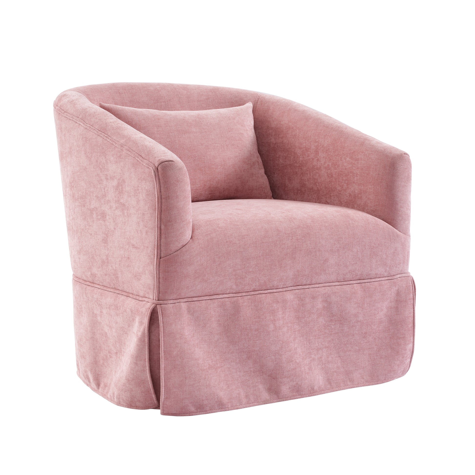 360 Degree Swivel Accent Armchair Linen Blend Pink Pink Upholstered