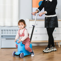 3 In 1 Ride On Push Car, Kids Scooter, Sliding Walker, Push Rider, With Adjustable Handlebar, 3 Balanced Wheels, Removable Storage Seat, For Boys And Girls Aged 2 6 Years Olds, Blue Blue Metal
