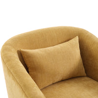 360 Degree Swivel Accent Armchair Linen Blend Musted Yellow Mustard Yellow Upholstered