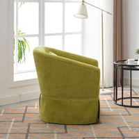 360 Degree Swivel Accent Armchair Linen Blend Fruit Green Olive Green Upholstered