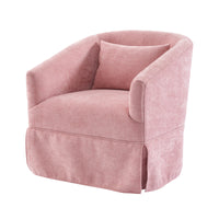 360 Degree Swivel Accent Armchair Linen Blend Pink Pink Upholstered