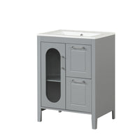 24" Bathroom Vanity With Sink, Bathroom Vanity Cabinet With Two Drawers And Door, Adjustable Shelf, Solid Wood And Mdf, Grey Grey Solid Wood Mdf