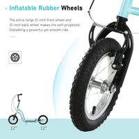 Youth Scooter Front And Rear Caliper Dual Brakes 12 Inch Inflatable Front Wheel Ride On Toy For Age 5 , Blue Blue Metal
