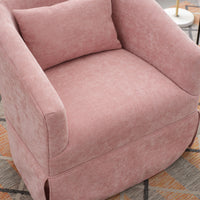 360 Degree Swivel Accent Armchair Linen Blend Pink Pink Upholstered