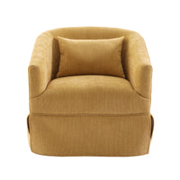 360 Degree Swivel Accent Armchair Linen Blend Musted Yellow Mustard Yellow Upholstered