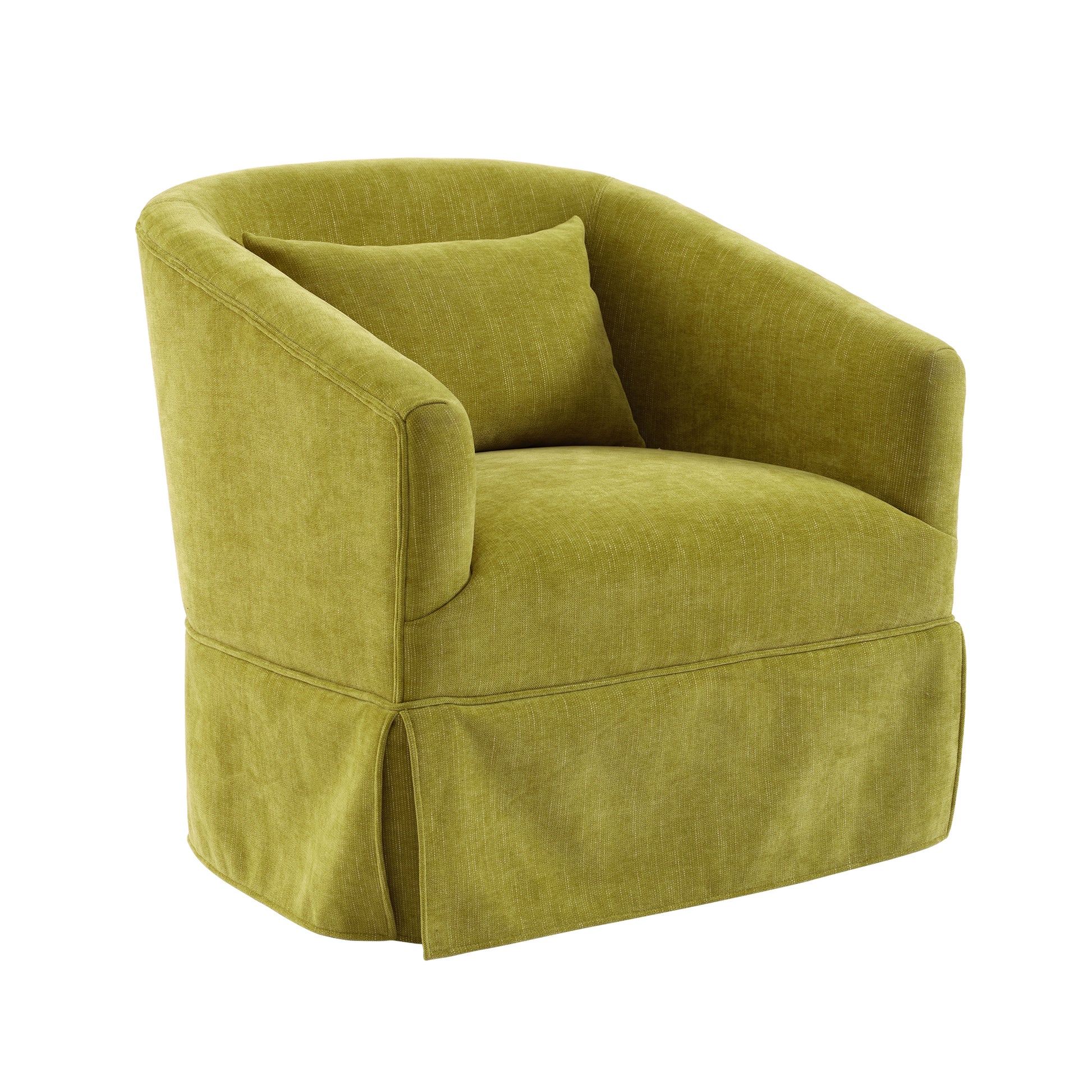 360 Degree Swivel Accent Armchair Linen Blend Fruit Green Olive Green Upholstered