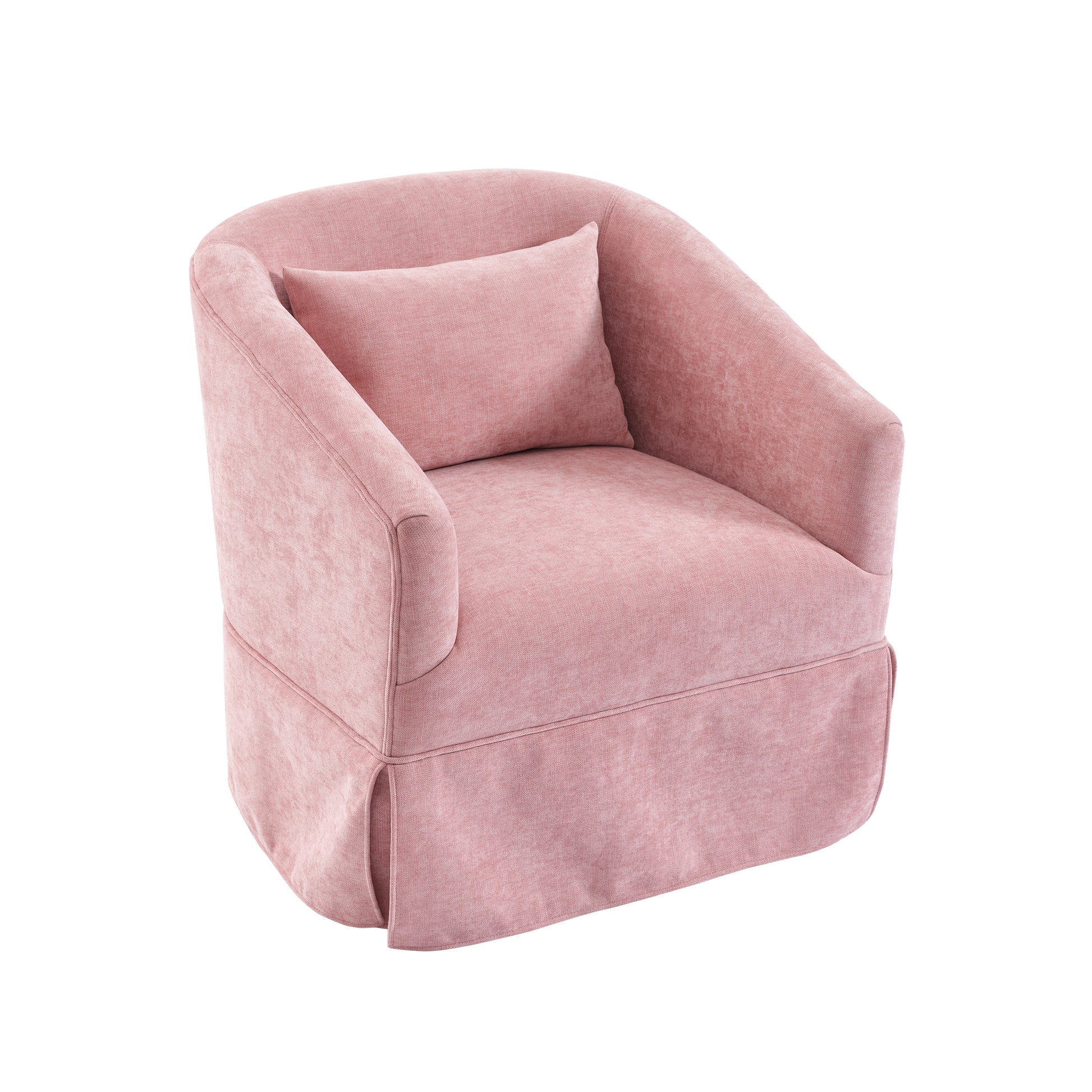 360 Degree Swivel Accent Armchair Linen Blend Pink Pink Upholstered