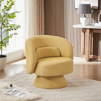 360 Degree Swivel Sherpa Accent Chair Modern Style Barrel Chair With Toss Pillows For Home Office, Living Room, Bedroom, Yellow Yellow Primary Living Space Foam Fabric