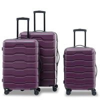 Luggage Sets Model Expandable Abs Pc 3 Piece Sets With Spinner Wheels Lightweight Tsa Lock 20 24 28 ,Deep Purple Purple Abs Pc