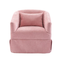 360 Degree Swivel Accent Armchair Linen Blend Pink Pink Upholstered