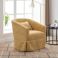 360 Degree Swivel Accent Armchair Linen Blend Musted Yellow Mustard Yellow Upholstered